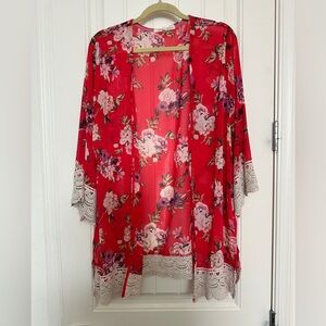 Rewind Red and Pink Floral Cover Up.